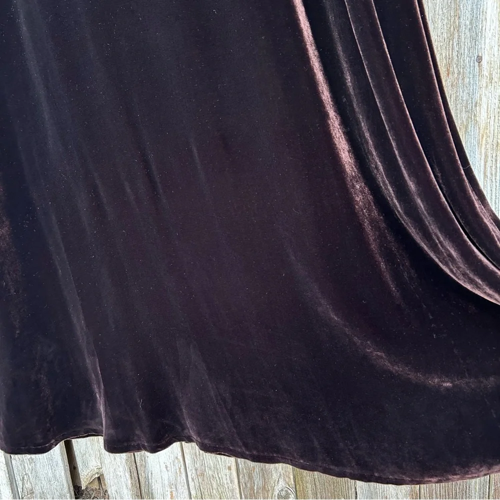 Eileen Fisher Stretch Velvet Maxi Dress Bateau Neck Brown L - Picture 8 of 15